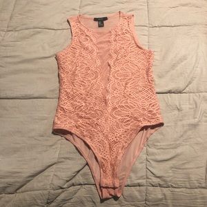 Pink lace bodysuit